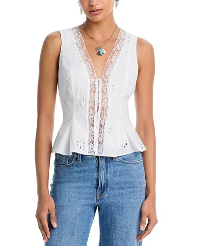Aqua X Ava Phillippe Eyelet Lace Tank Top - Exclusive In White
