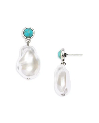 Aqua X Ava Phillippe Mixed Stone Drop Earrings - Exclusive In Neutral