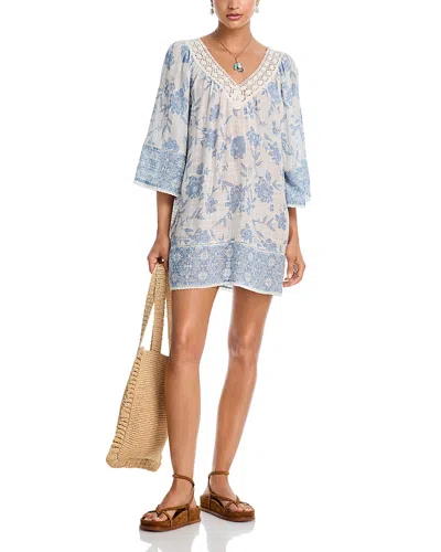 Aqua X Ava Phillippe Placed Floral Print Mini Dress - Exclusive In Blue