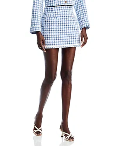 Aqua X Liat Baruch Tweed Check Mini Skirt - 100% Exclusive In Cobalt/white