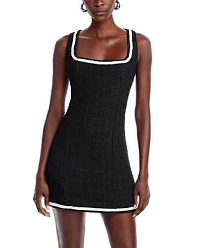 Aqua X Liat Baruch Tweed Square Neck Mini Dress - 100% Exclusive In Black