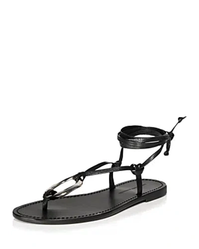 Aqua X Liat Baruch Women's Ilria Ankle Tie Strappy Thong Sandals - 100% Exclusive In Black Leather