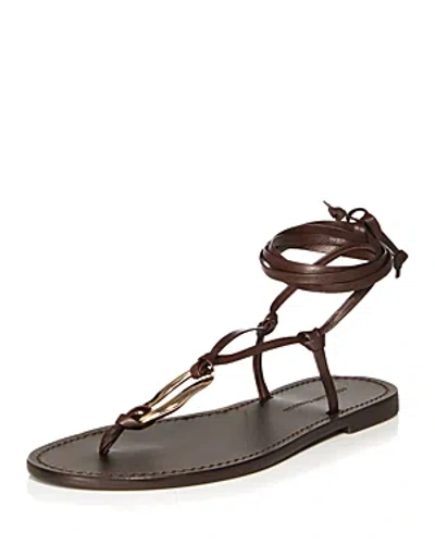 Aqua X Liat Baruch Women's Ilria Ankle Tie Strappy Thong Sandals - 100% Exclusive In Dark Brown