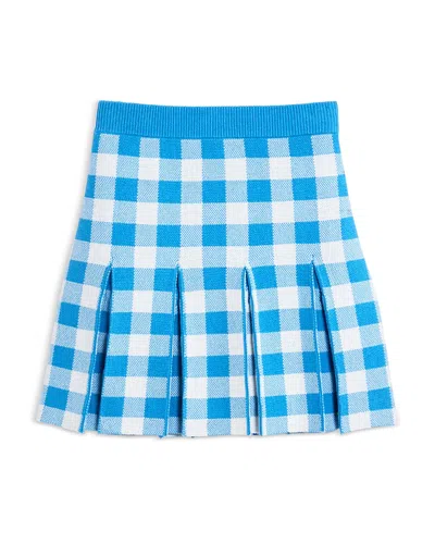 Aqua X Lisa Says Gah Girls' Checked Pleated Skirt, Little Kid, Big Kid - Exclusive In Blue