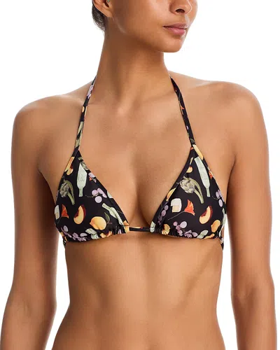 Aqua X Lisa Says Gah Printed Bikini Top - Exclusive In Black