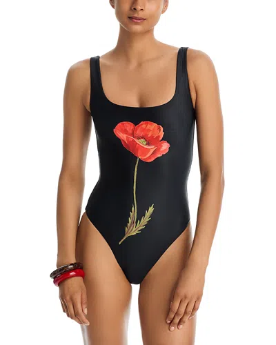 Aqua X Lisa Says Gah Printed One Piece Swimsuit - Exclusive In Black