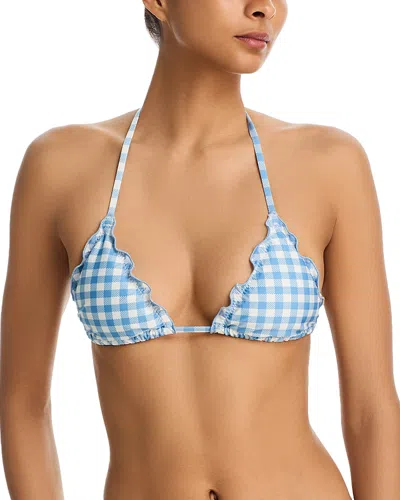 Aqua X Lisa Says Gah Ruffle Triangle Bikini Top - Exclusive In Blue