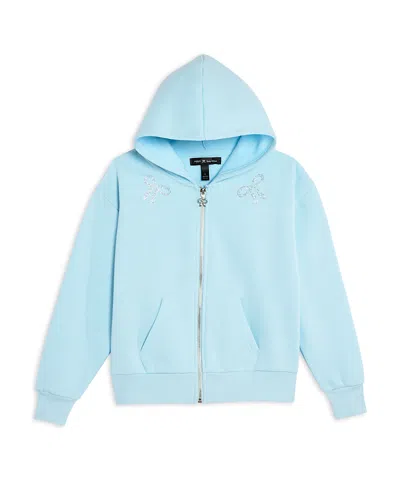 Aqua X Nicky Hilton Girls' Rhinestone Bow Full Zip Hoodie, Big Kid - Exclusive In Omphalodes
