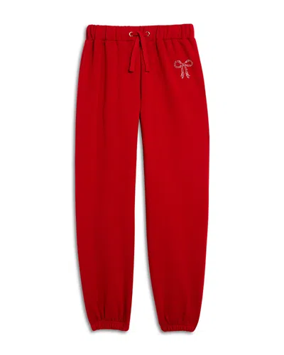 Aqua X Nicky Hilton Girls' Rhinestone Bow Jogger Pants, Big Kid - Exclusive In Haute Red
