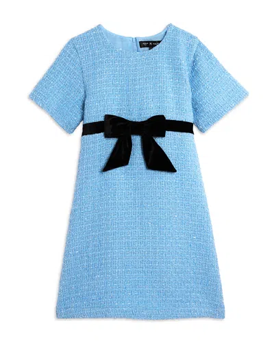 Aqua X Nicky Hilton Girls' Short Sleeved Bow Waist Dress, Little Kid, Big Kid - Exclusive In Blue