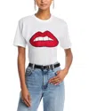 Aqua X Salvatore Rizza Embellished Lips Tee In White
