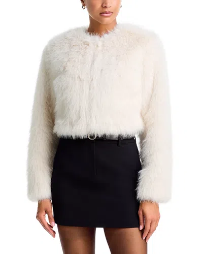 Aqua X Salvatore Rizza Faux Fur Bolero Jacket - Exclusive In Neutral