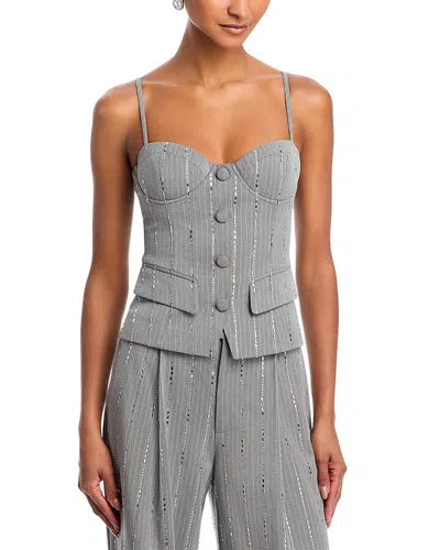 Aqua X Salvo Rizza Crystal Pinstripe Bustier Top - Exclusive In Gray