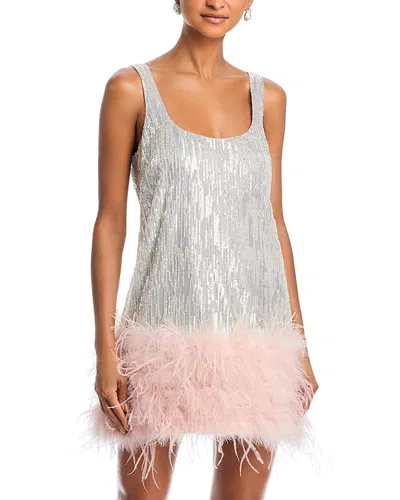 Aqua X Salvo Rizza Ostrich Feather Sequin Mini Dress - Exclusive In Multi