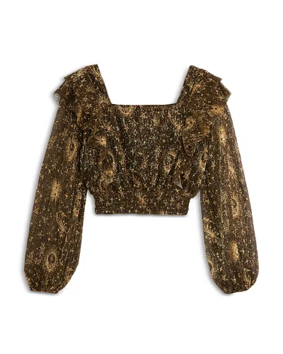 Aqua X Wicked Girls' Long Sleeved Ruffled Top, Big Kid - Exclusive In Black