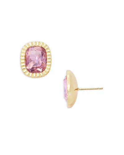 Aqua X Wicked Pink Stone Stud Earrings In 14k Gold Plated - Exclusive In Pink/gold
