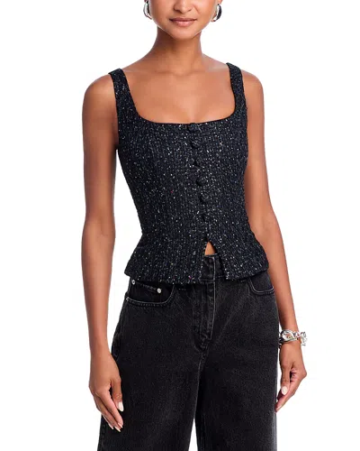 Aqua X Wicked Sequin Tweed Tank Top - Exclusive In Black