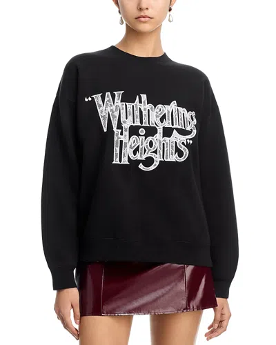 Aqua X Wuthering Heights Lace Applique Crewneck Sweatshirt - Exclusive In Black