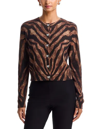 Aqua Ziger Cashmere Cardigan - Exclusive In Animal Print