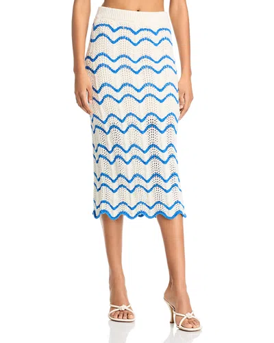 Aqua Zigzag Crochet Skirt - Exclusive In Blue/ivory