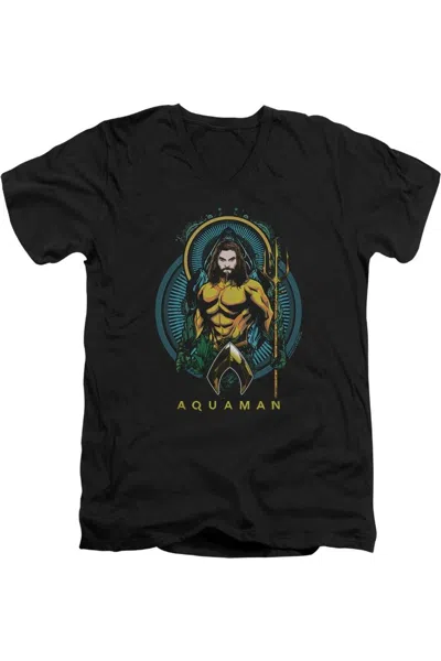 Aquaman Movie Aquaman Nouveau Short Sleeve Adult V Neck Premium Cotton Tee / T-shirt In Black