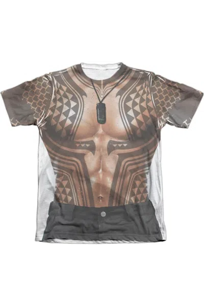Aquaman Movie Aquaman Tattoos Adult Poly/cotton Short Sleeve Tee / T-shirt In Beige