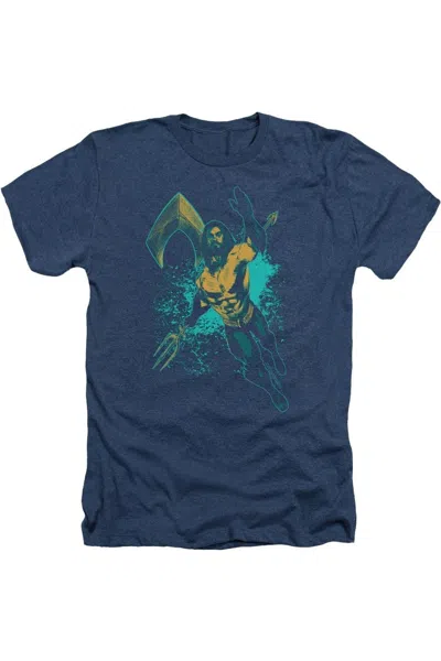 Aquaman Movie Make A Splash Adult Heather Tee / T-shirt In Blue