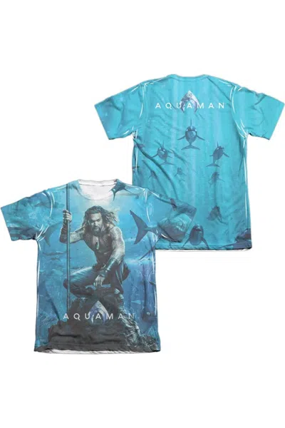Aquaman Movie Poster (front/back Print) Adult Poly/cotton Short Sleeve Tee / T-shirt In Blue
