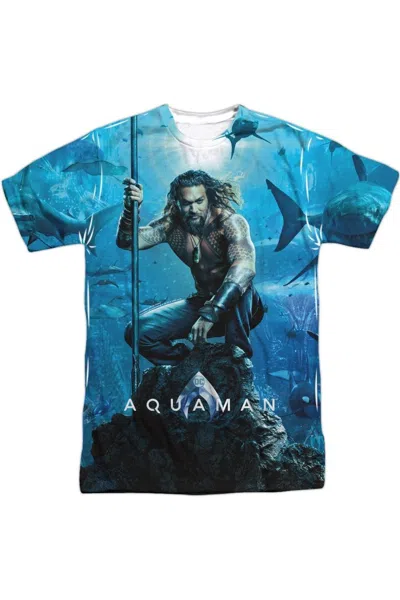 Aquaman Movie Poster Short Sleeve Adult Poly Crew Tee / T-shirt In White