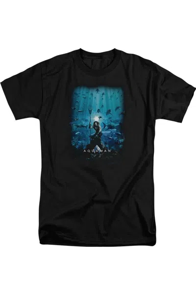 Aquaman Movie Poster Short Sleeve Adult Tall Tee / T-shirt In Black