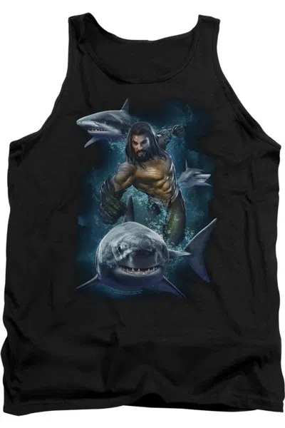 Aquaman Movie Swimming With Sharks Adult Tank Top In Black