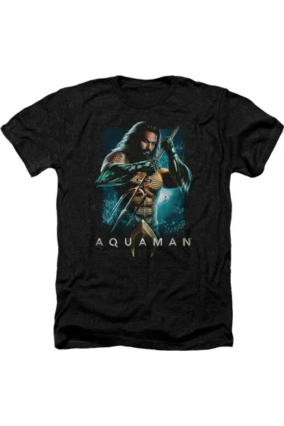 Aquaman Movie Trident Adult Heather Tee / T-shirt In Black