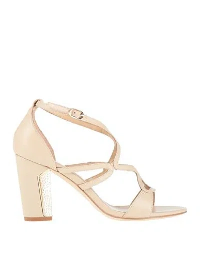 Aquarelle Woman Sandals Beige Size 8 Leather In Neutral