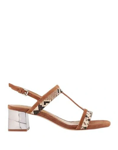Aquarelle Woman Sandals Camel Size 7 Leather In Beige