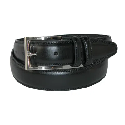 Aquarius Men's Big & Tall Leather Padded Belt With Satin Buckle In Black