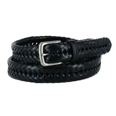 Aquarius Men's Tubular Leather Braided Belt In Black