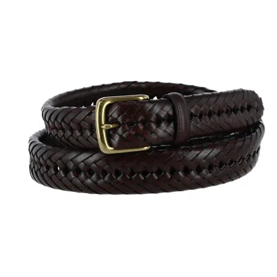 Aquarius Men's Tubular Leather Braided Belt In Brown