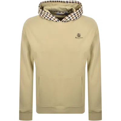 Aquascutum Active Check Hoodie Fleece Beige In Brown