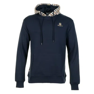 Aquascutum Active Club Check Iconic Hoodie Fleece In Blue