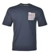 Aquascutum Active Club Check Pocket T Shirt Navy In Navy