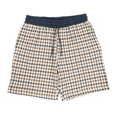 Aquascutum Active Club Check Sweat Shorts Navy In Multi