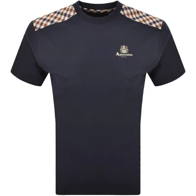 Aquascutum Active Club Check T Shirt Navy In Blue