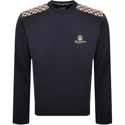 Aquascutum Active Crew Neck Sweatshirt Navy In Blue
