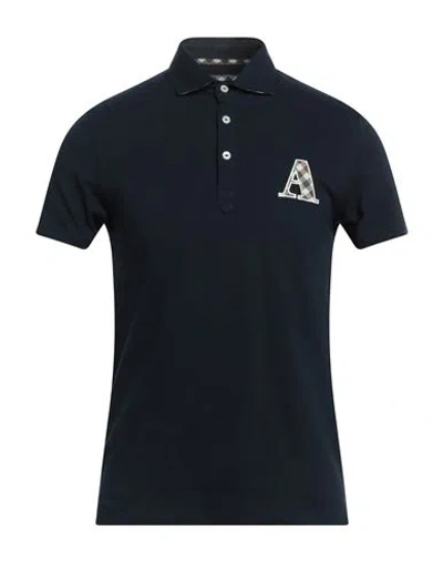 Aquascutum Active Man Polo Shirt Midnight Blue Size L Cotton, Elastane