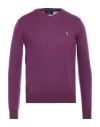 Aquascutum Active Man Sweater Plum Size L Virgin Wool, Acrylic In Purple