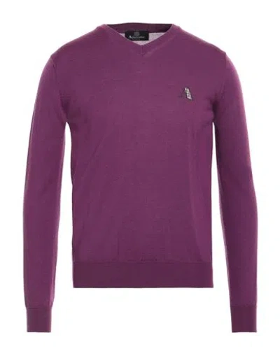 Aquascutum Active Man Sweater Plum Size L Virgin Wool, Acrylic In Purple