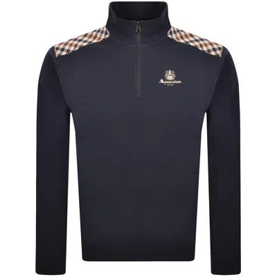 Aquascutum Active Quarter Zip Sweatshirt Navy In Blue