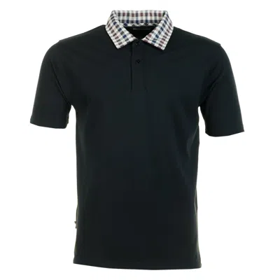 Aquascutum Active Short Sleeve Club Check Collar Polo Shirt Black