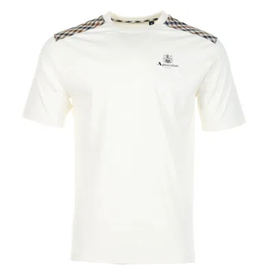 Aquascutum Active Shoulder Club Check T Shirt Old White