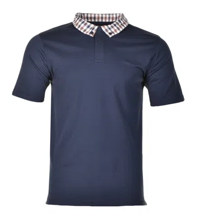 Aquascutum Active Supima Club Check Rib Polo Navy In Blue